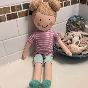 Plush Rag Doll accent pillow Pink & Mint